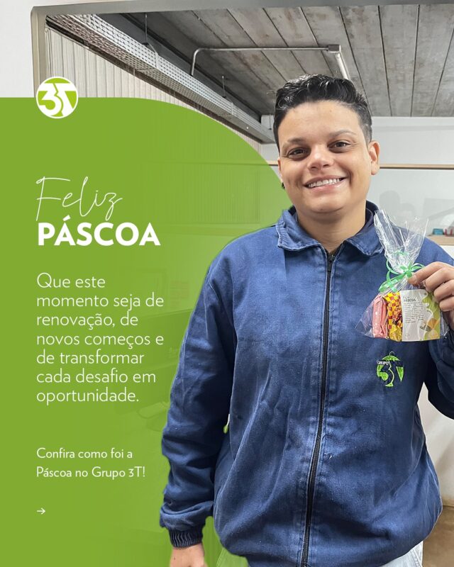 A Páscoa nos lembra que sempre é tempo de recomeçar. ✨ No Grupo 3T, acreditamos na força da superação e na coragem de transformar cada obstáculo em uma nova possibilidade. Que essa data traga paz, esperança e energia para seguir construindo grandes histórias. Feliz Páscoa! 🌿 #Páscoa3T #Renovação #Transformação #grupo3t