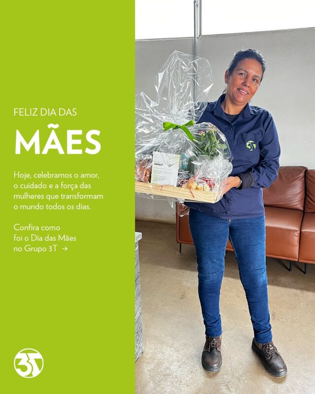 No Grupo 3T, celebramos aquelas que constroem, cuidam, transformam e inspiram. Mulheres que fazem a diferença nas obras da vida, nas famílias e nos corações. Neste Dia das Mães, nossa homenagem vai para todas que, com coragem e afeto, ajudam a edificar um mundo melhor. Para tornar esse dia ainda mais especial, nossas colaboradoras receberam uma cesta de café da manhã — um pequeno gesto com um grande significado: reconhecimento, carinho e gratidão por tudo que representam. Feliz Dia das Mães! 💚 #Grupo3T #DiaDasMães #MãesQueInspiram